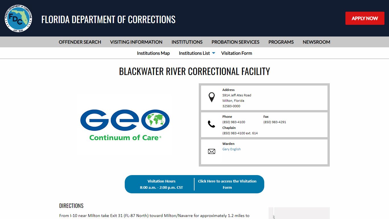 Blackwater River Correctional Facility -- Florida Department of Corrections