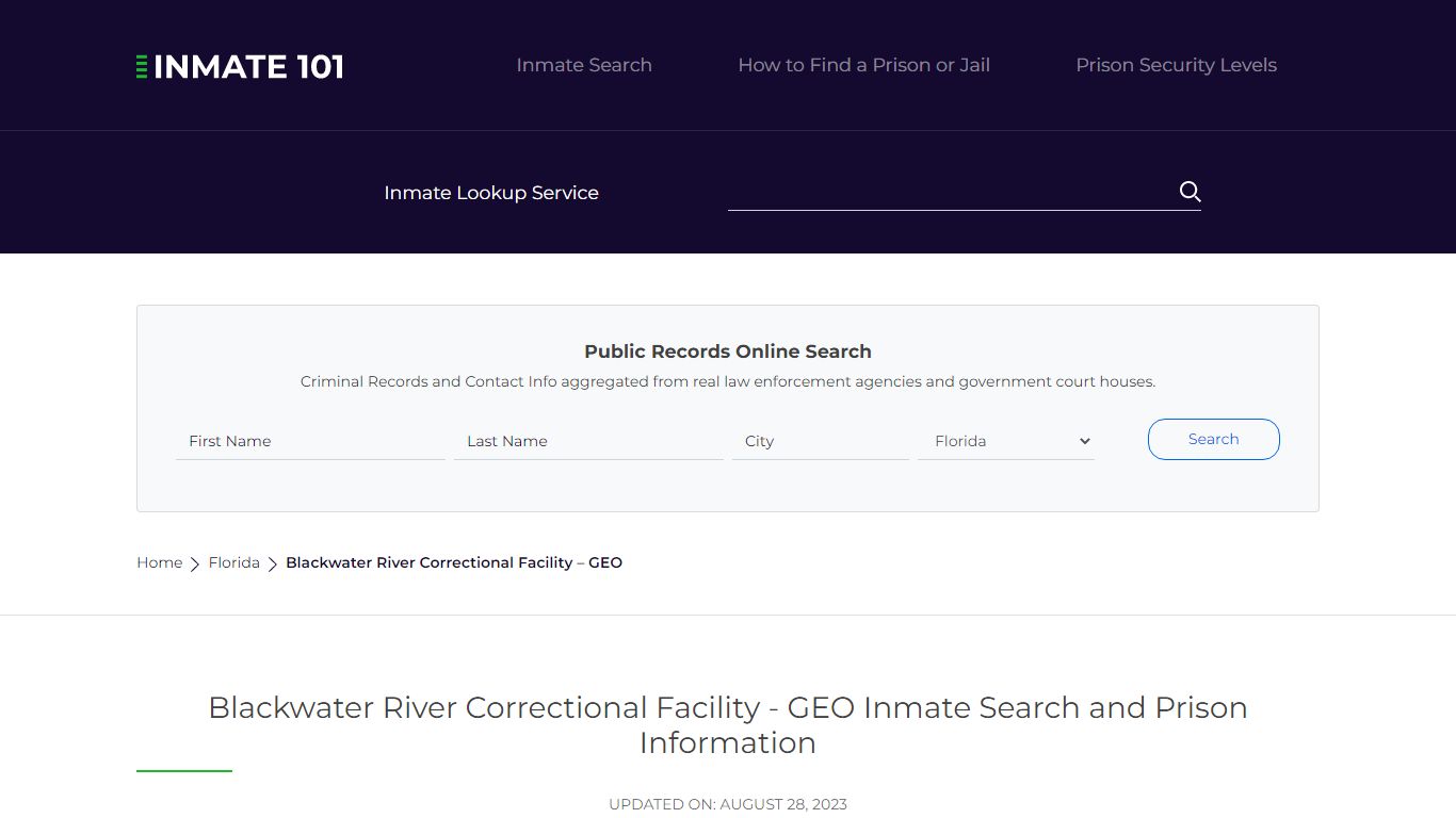 Blackwater River Correctional Facility - GEO Inmate Search, Visitation ...